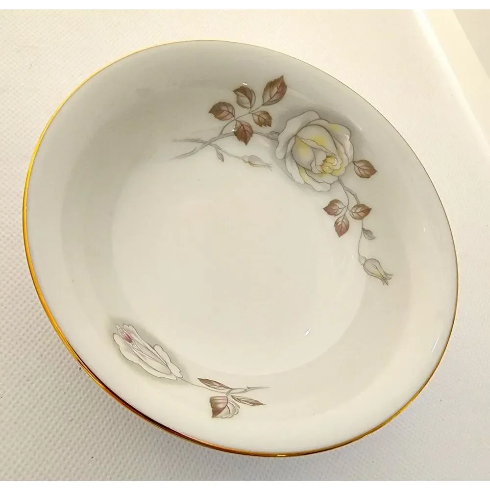 Johann Haviland Bavaria Germany Set/6 Berry Dessert Bowls Floral Rose Gold Trim